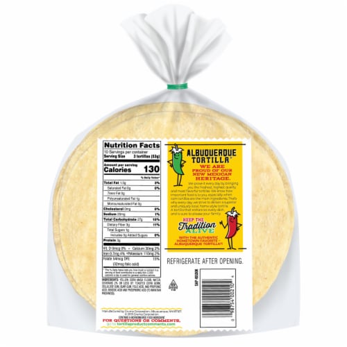 Albuquerque Yellow Corn Tortillas Perspective: back