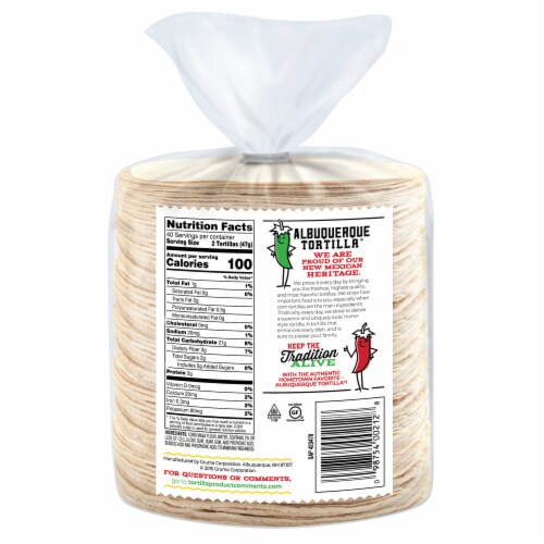 Albuquerque White Corn Tortillas Perspective: back