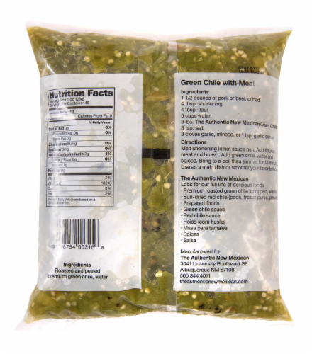 The Authentic New Mexican Hot Chopped Green Chile Perspective: back