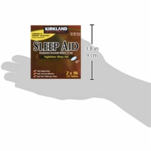 Kirkland Signature Sleep Aid Doxylamine Succinate 25 Mg, 2 pack (192 Tablets) Perspective: back