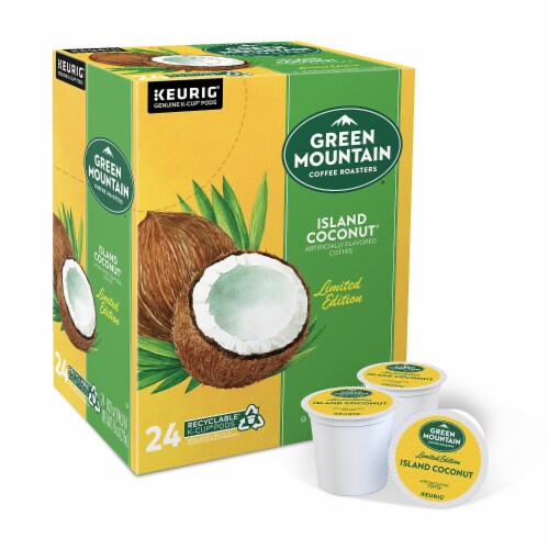 Green Mountain Island Coconut Coffee K Cup Pods Light Roast 24 Box