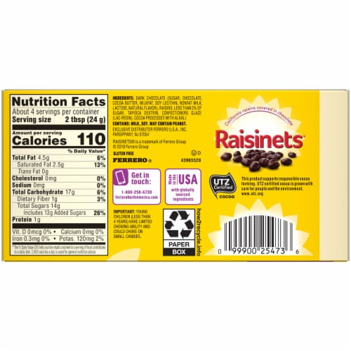 Raisinets Dark Chocolate Covered Raisins Perspective: back