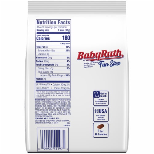 Baby Ruth Fun Size Candy Bars Perspective: back