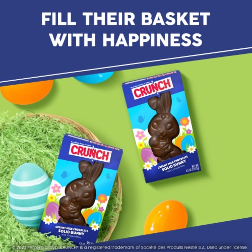 CRUNCH Milk Chocolate and Crisped Rice Easter Solid Bunny Easter Basket Stuffers Perspective: back