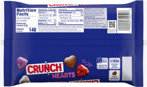 Crunch® Milk Chocolate with Crisped Rice Hearts Candy Valentine Perspective: back