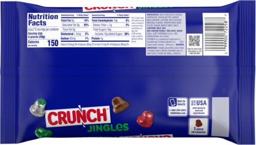 Crunch Holiday Milk Chocolate with Crisped Rice Jingles Candy Perspective: back