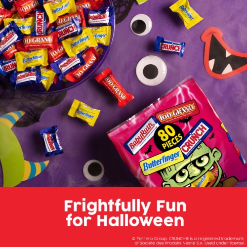 Butterfinger CRUNCH Baby Ruth and 100 Grand Assorted Mini and Fun Size Candy Bars Halloween Candy Perspective: back