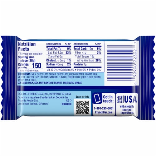 Crunch Zombie Eye Milk Chocolate Bar Perspective: back