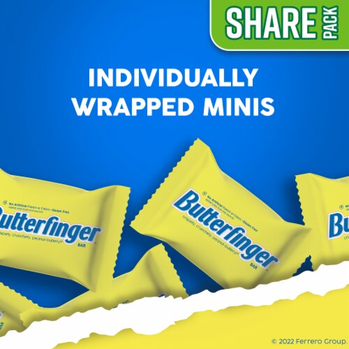 Butterfinger Chocolatey Peanut-Buttery Minis Candy Bars Resealable Share Size Bag Perspective: back