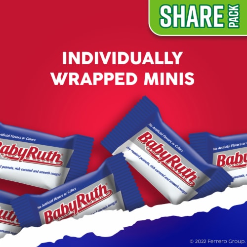 Baby Ruth, Chocolatey, Peanut Caramel Minis Candy Bars, Resealable Share-Size Bag, 9.6 oz Perspective: back