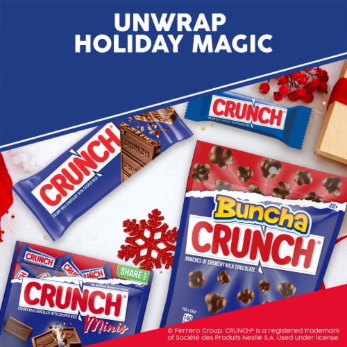 CRUNCH MINIS Milk Chocolate and Crisped Rice Individually Wrapped Candy Bars Perspective: back