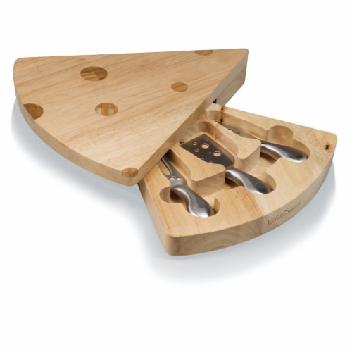 Swiss Cheese Cutting Board & Tools Set, Rubberwood Perspective: back