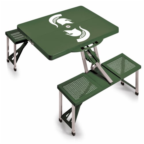 Michigan State Spartans - Picnic Table Portable Folding Table with Seats Perspective: back