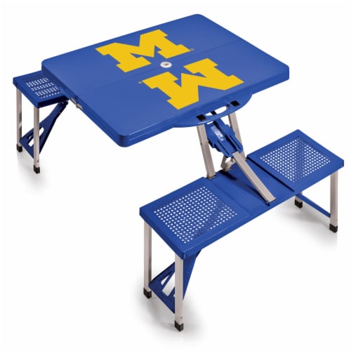 Michigan Wolverines - Picnic Table Portable Folding Table with Seats Perspective: back