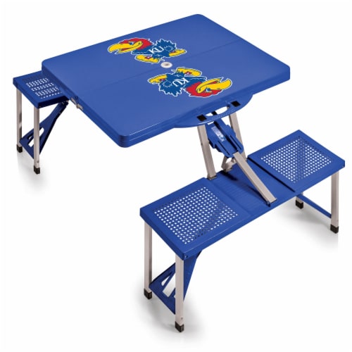 Kansas Jayhawks - Picnic Table Portable Folding Table with Seats Perspective: back