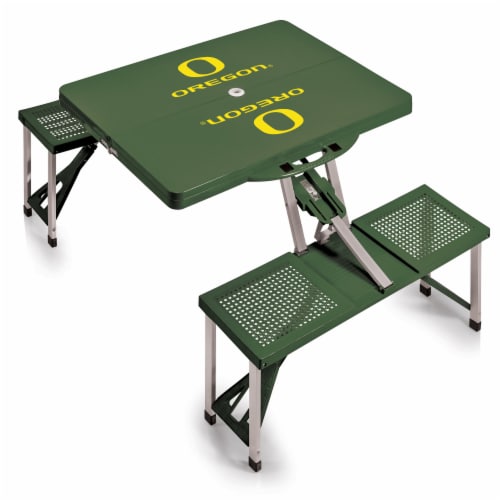 Oregon Ducks - Picnic Table Portable Folding Table with Seats Perspective: back