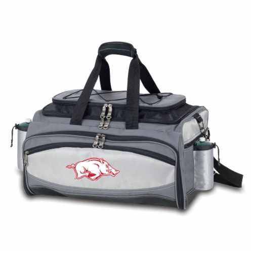 Arkansas Razorbacks - Vulcan Portable Propane Grill & Cooler Tote Perspective: back