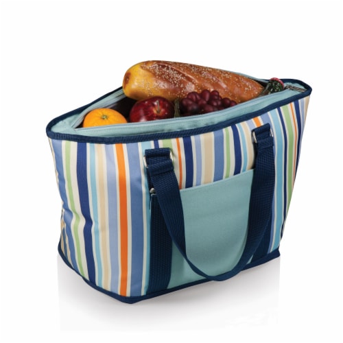 Topanga Cooler Tote Bag, Sky Blue with Multi Stripe Pattern Perspective: back