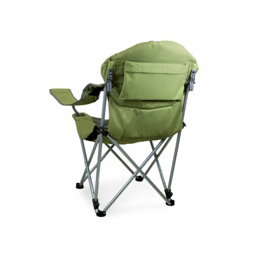 Reclining Camp Chair, Sage Green with Gray Accents Perspective: back