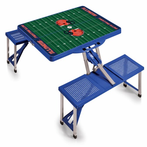 Illinois Fighting Illini - Picnic Table Portable Folding Table with Seats Perspective: back