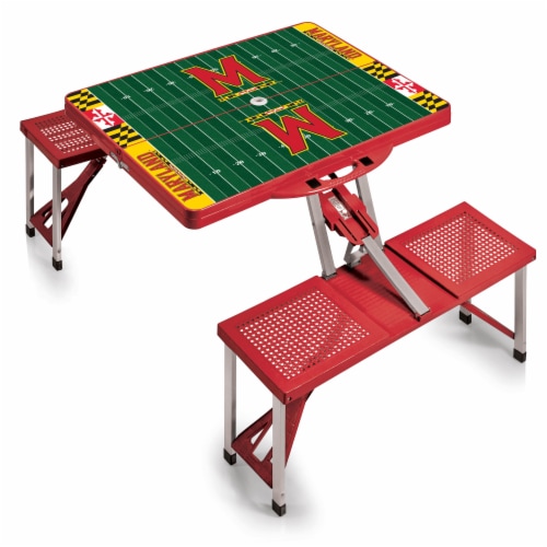 Maryland Terrapins - Picnic Table Portable Folding Table with Seats Perspective: back