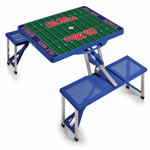 Ole Miss Rebels - Picnic Table Portable Folding Table with Seats Perspective: back