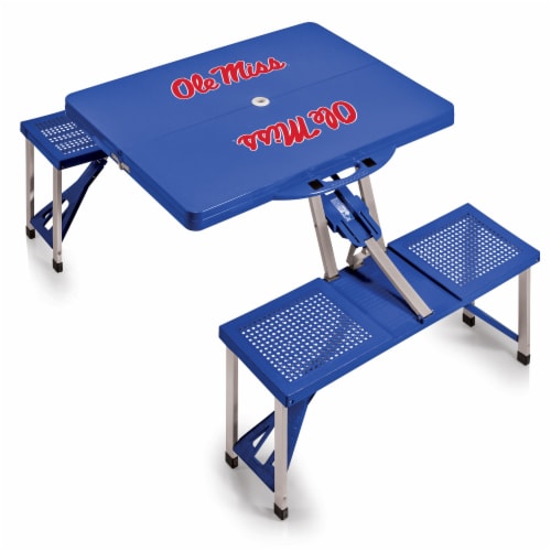 Ole Miss Rebels - Picnic Table Portable Folding Table with Seats Perspective: back