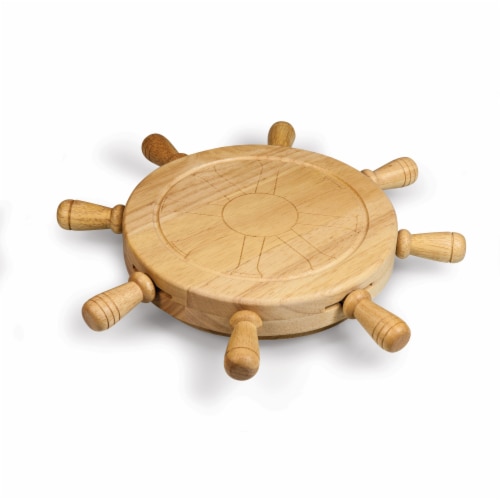 Picnic Time Mariner Cheese Board & Tools Set - Rubberwood Perspective: back