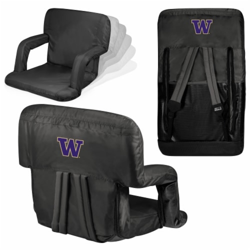 Washington Huskies Ventura Portable Reclining Stadium Seat - Black Perspective: back