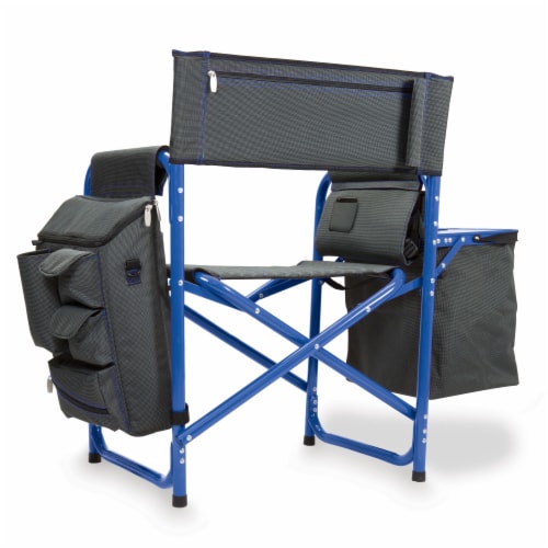 Fusion Backpack Chair with Cooler, Dark Gray with Blue Accents Perspective: back