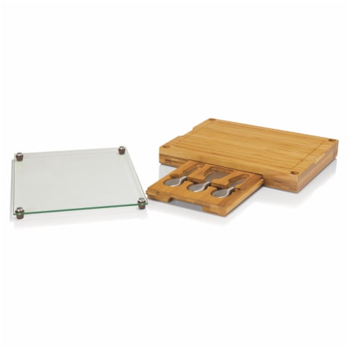 Concerto Glass Top Cheese Cutting Board & Tools Set, Bamboo Perspective: back