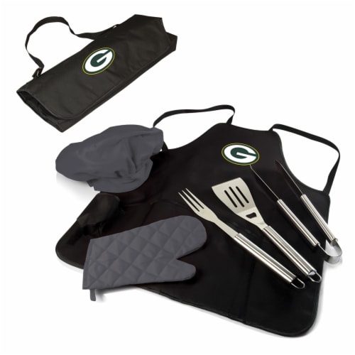 Green Bay Packers BBQ Apron Tote Pro Set with Tools Perspective: back