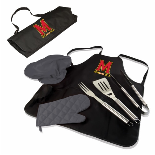 Maryland Terrapins - BBQ Apron Tote Pro Grill Set Perspective: back