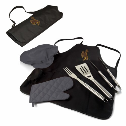 Wyoming Cowboys - BBQ Apron Tote Pro Grill Set Perspective: back