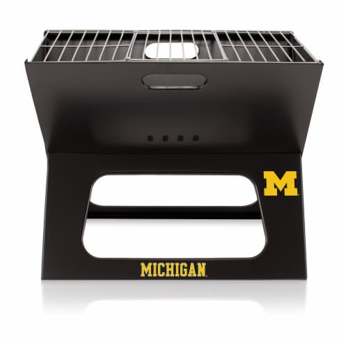Michigan Wolverines - X-Grill Portable Charcoal BBQ Grill Perspective: back