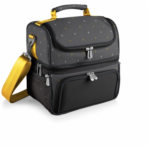 Pranzo Lunch Cooler Bag, Gray with Gold Accents Perspective: back