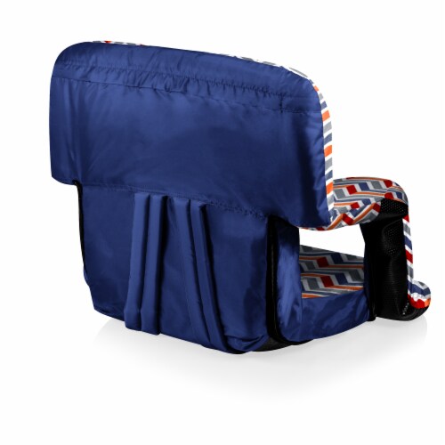 Ventura Portable Reclining Stadium Seat, Navy Blue, Orange, & Gray Pattern Perspective: back