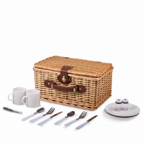 Catalina Picnic Basket, Red & White Plaid Pattern Perspective: back