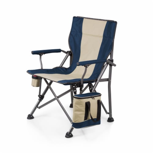 Outlander Folding Camp Chair with Cooler, Navy Blue Perspective: back
