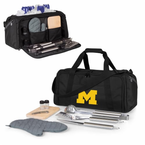 Michigan Wolverines - BBQ Kit Grill Set & Cooler Perspective: back