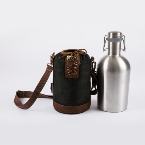 Insulated Growler Tote with 64 oz. Stainless Steel Growler, Black Perspective: back