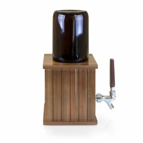 Growler Tap with 64 oz. Glass Growler, Acacia Wood Perspective: back