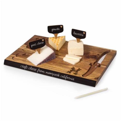 Disney Mickey & Minnie Mouse - Delio Acacia Cheese Cutting Board & Tools Set, Acacia Wood Perspective: back
