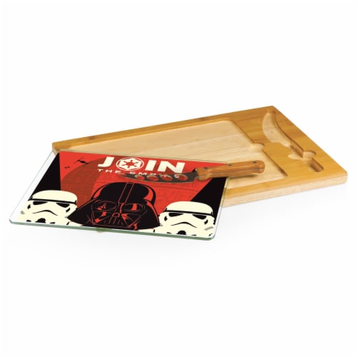 Star Wars Empire - Icon Glass Top Cutting Board & Knife Set, Rubberwood & Bamboo Perspective: back