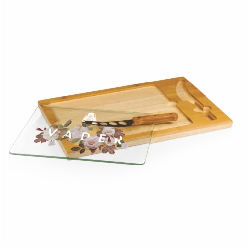 Star Wars Darth Vader - Icon Glass Top Cutting Board & Knife Set, Rubberwood & Bamboo Perspective: back