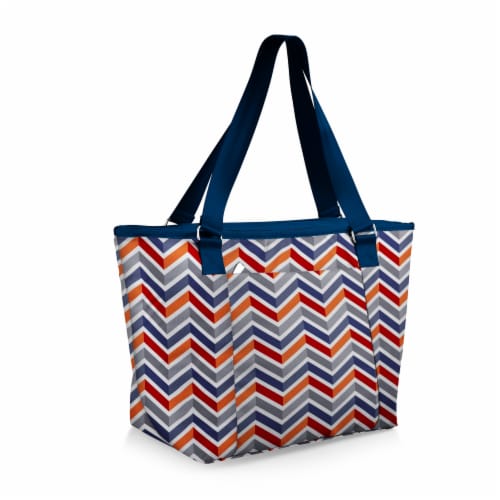 Topanga Cooler Tote Bag, Vibe Collection - Navy Blue, Orange, & Gray Pattern Perspective: back
