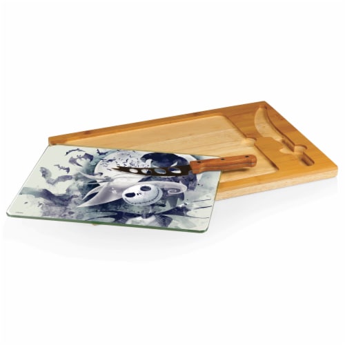 Disney Nightmare Before Christmas Jack & Zero - Icon Glass Top Cutting Board & Knife Set Perspective: back
