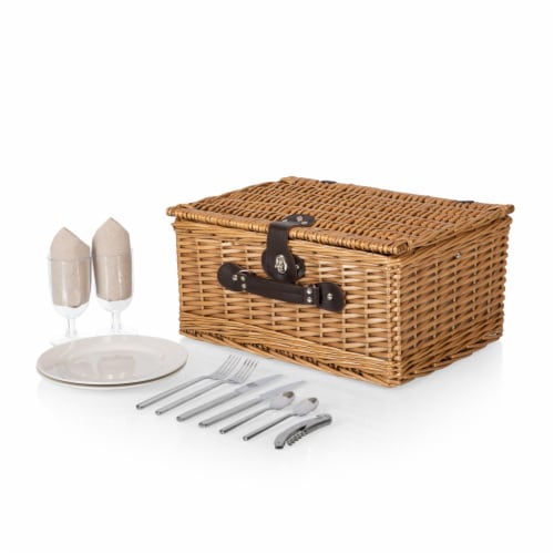 Classic Picnic Basket, Beige Canvas Perspective: back