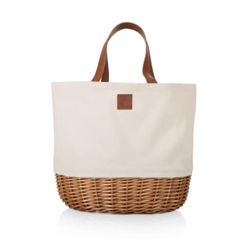 Promenade Picnic Basket, Beige Canvas Perspective: back