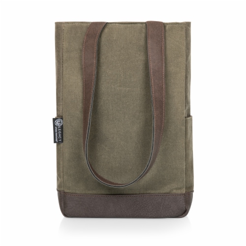 2 Bottle Insulated Wine Cooler Bag, Khaki Green with Beige Accents Perspective: back